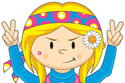 Cute Cartoon Hippie Girl, a Person Illustration by Mark Murphy Creative (Thumbnail 2 of 2)