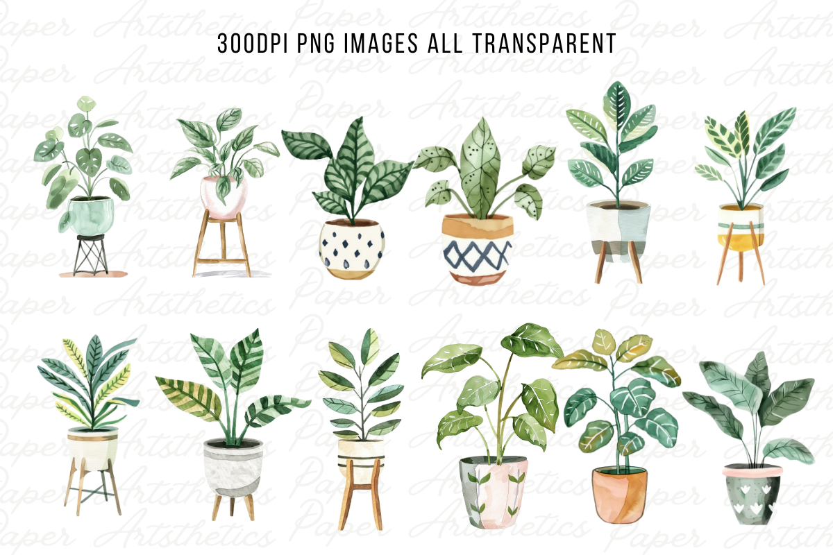 House Plants Clipart Potted Plants, a Decorative Illustration by Paper Artsthetics (Photo 3 of 8)