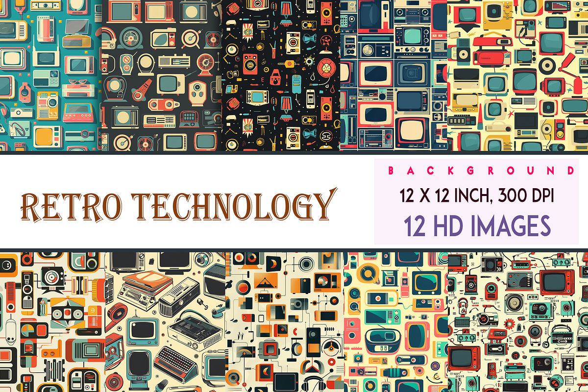 Retro Technology Pattern, a Background Graphic by Printable Treasure (Photo 1 of 4)