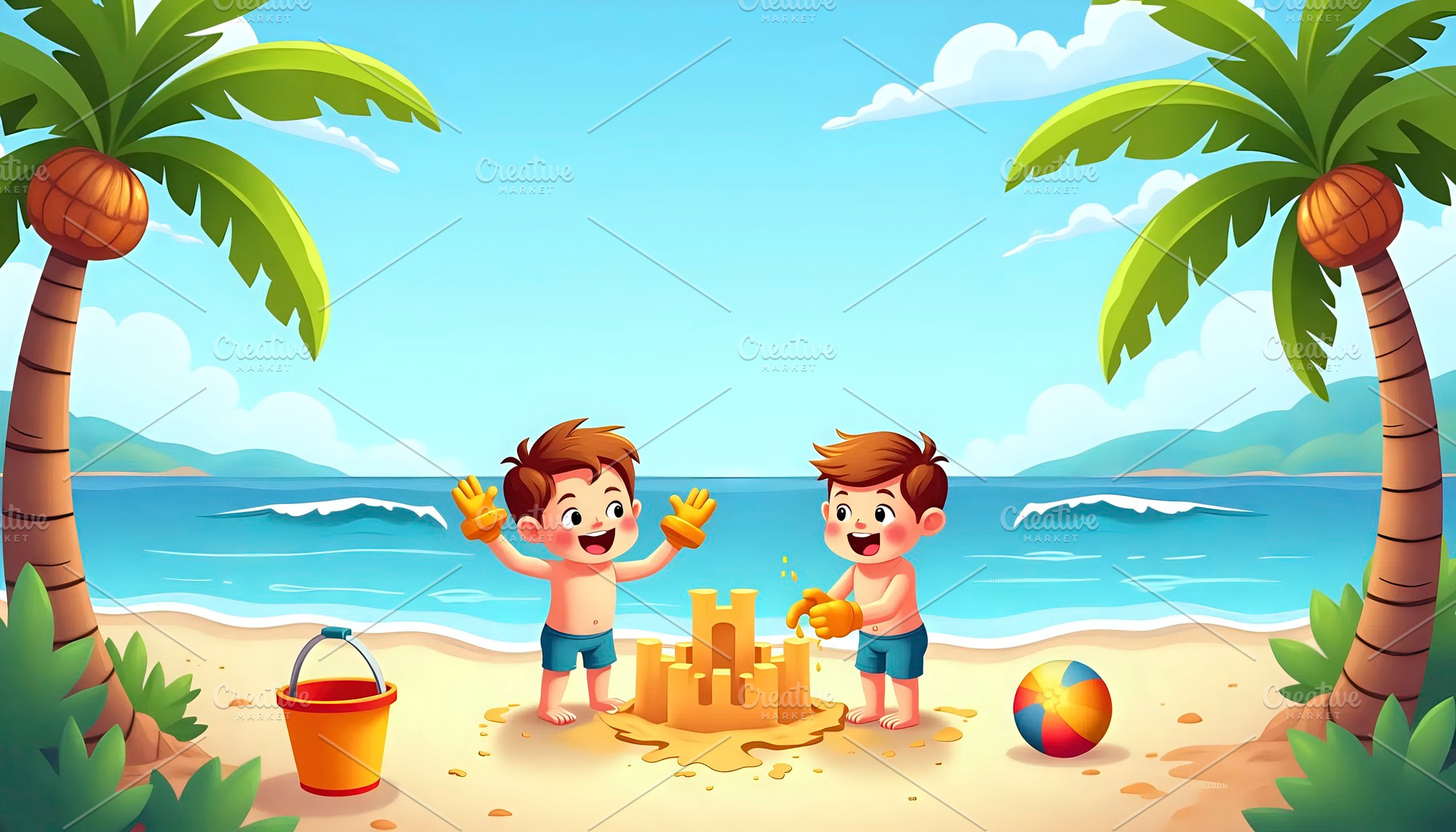 Illustrate a playful flat cartoon ve, a Photo by LOGOCREATIVE
