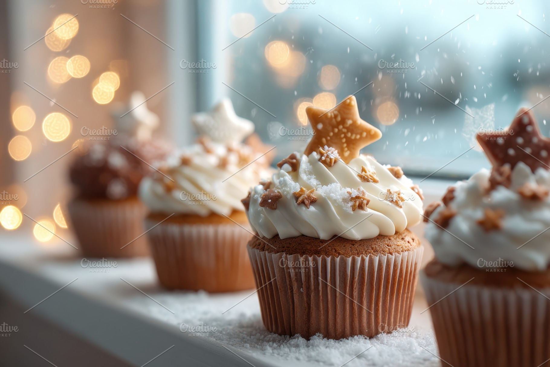 Festive cupcakes decorated for christmas holiday, a Food & Drink Photo by AlyaAnd