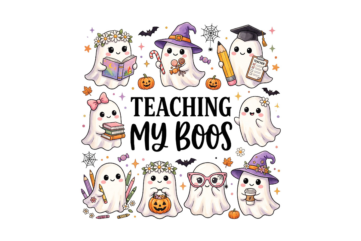 Teaching My Boos Halloween PNG, a Seasonal Illustration by CraftArtStudio (Photo 1 of 4)