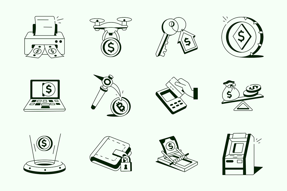 Money Drawing Illustration Set, a Finance Illustration by Vectors Market (Photo 5 of 7)