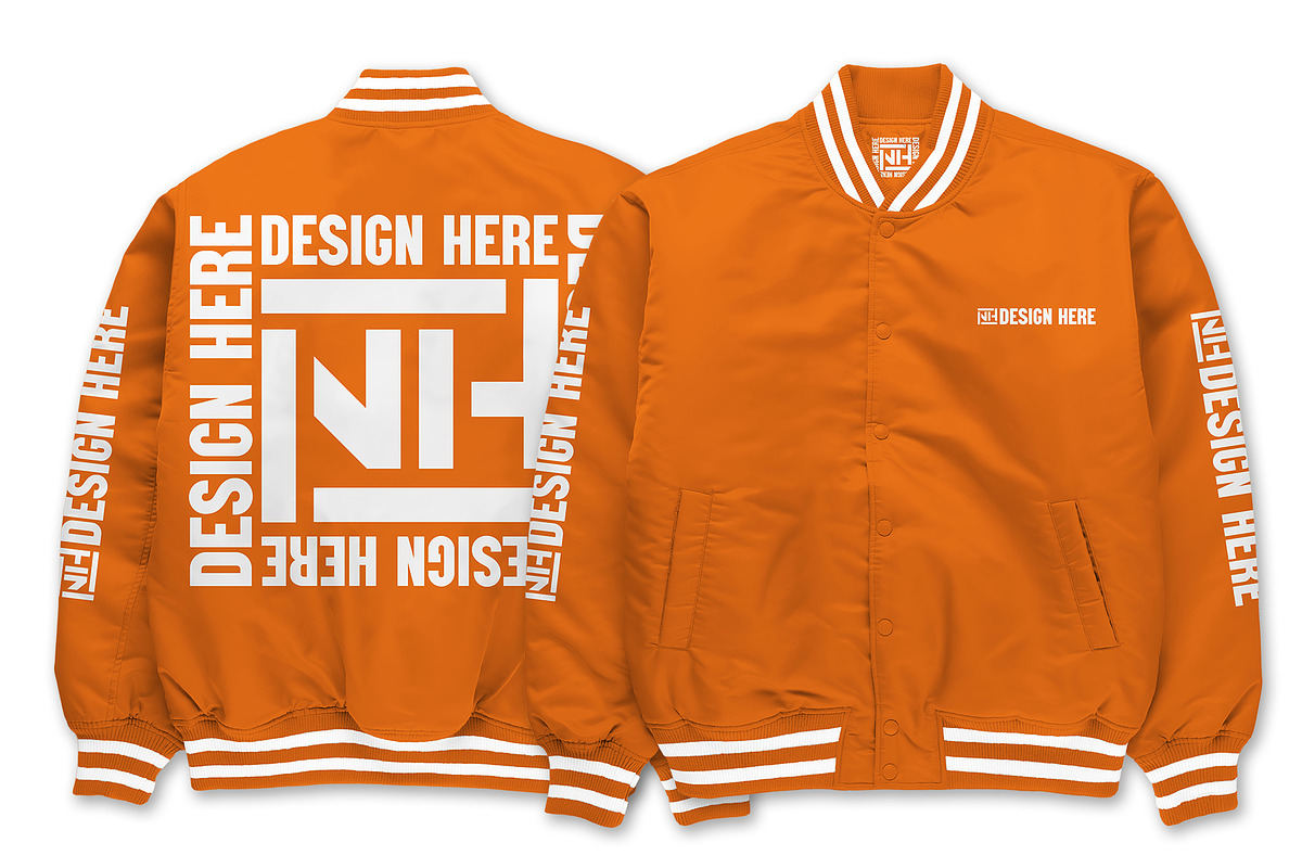 Varsity Jacket mockup psd front back, a Hoody Mockup by NH graphic (Photo 10 of 10)