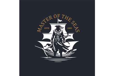 lustrate a emblem-style pirate ship