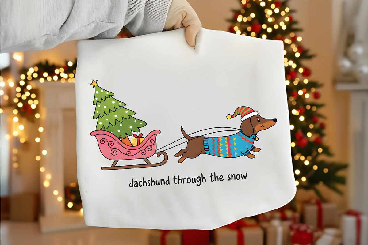 Christmas Dog Colorful Hand-Drawn, an Illustration by Canvas Craft (Photo 2 of 5)