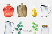 My Kitchen. Watercolor set, a Decorative Illustration by Maria's little shop (Thumbnail 2 of 7)
