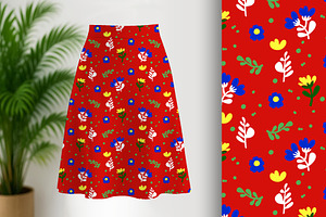Red Country Calico Floral Seamless