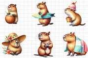 Summer Capybara Watercolor Clipart, an Illustration by cherrydesign (Thumbnail 3 of 4)