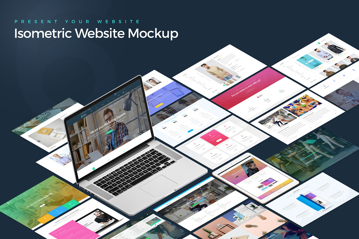 Isometric Website Mockup, a Device Mockup by KL-Webmedia (Photo 1 of 5)