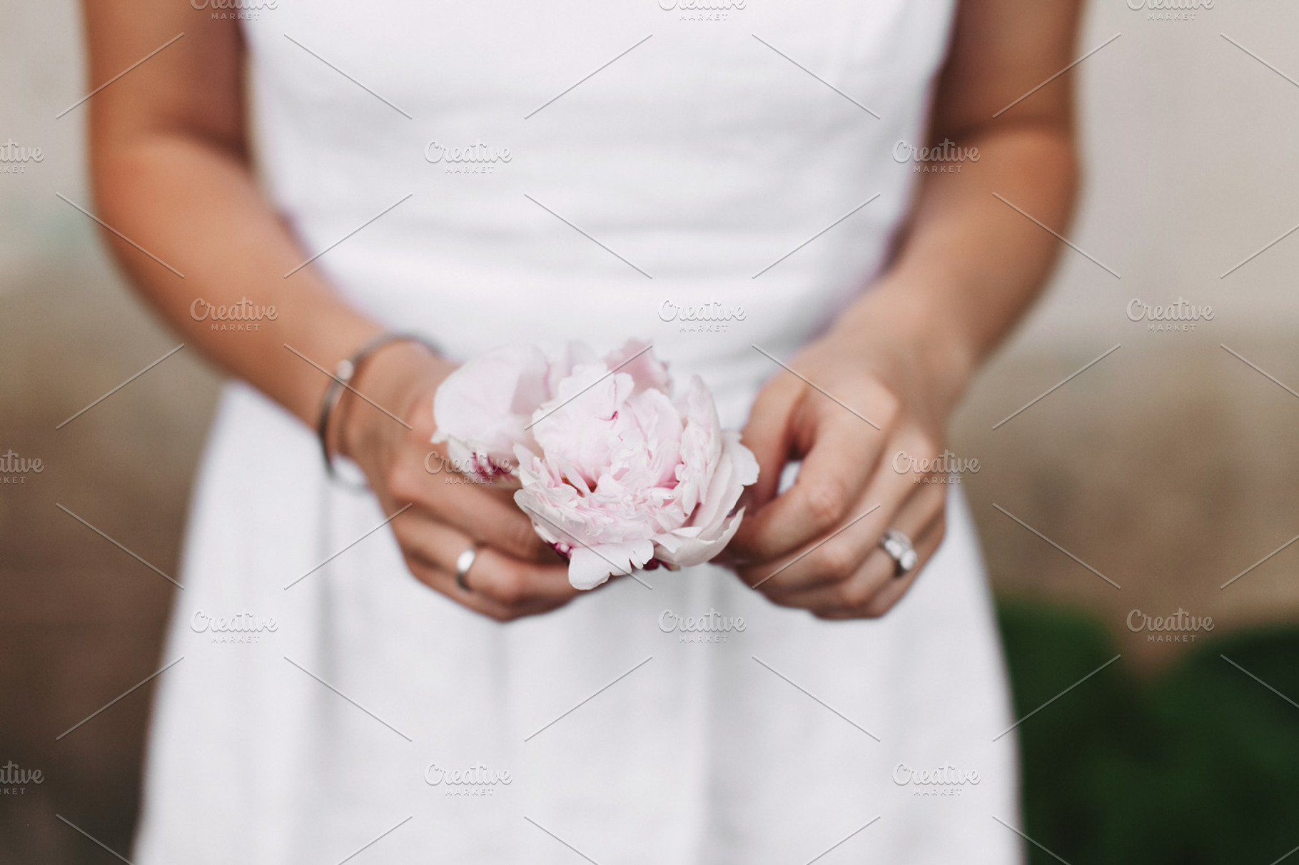 Pink peony containing pink, peony, and young woman, an Abstract Photo by Light & Grace