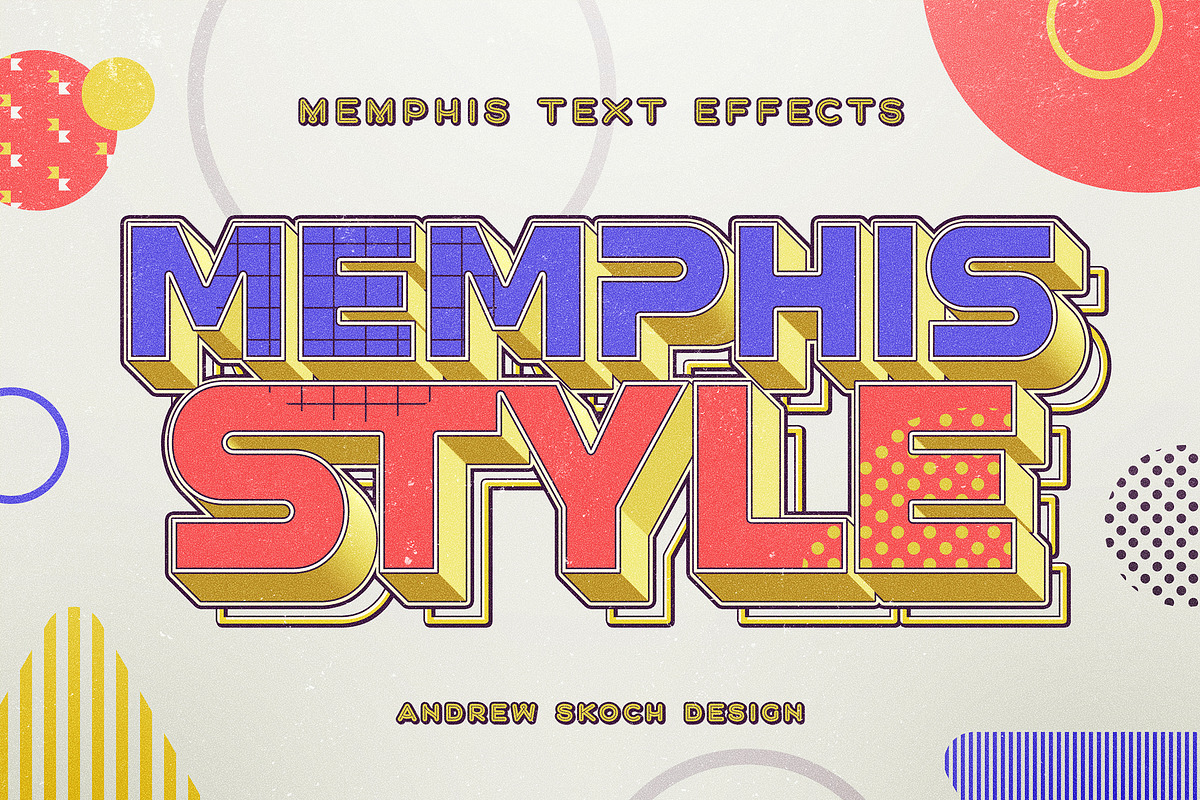 Memphis Text Effects, a Layer Style Add-On by Andrew Skoch Design (Photo 3 of 9)