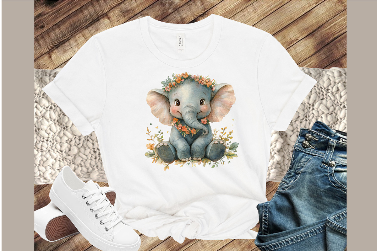 Elephant Watercolor Cliparts, an Illustration by Sublimation Artist (Photo 4 of 6)