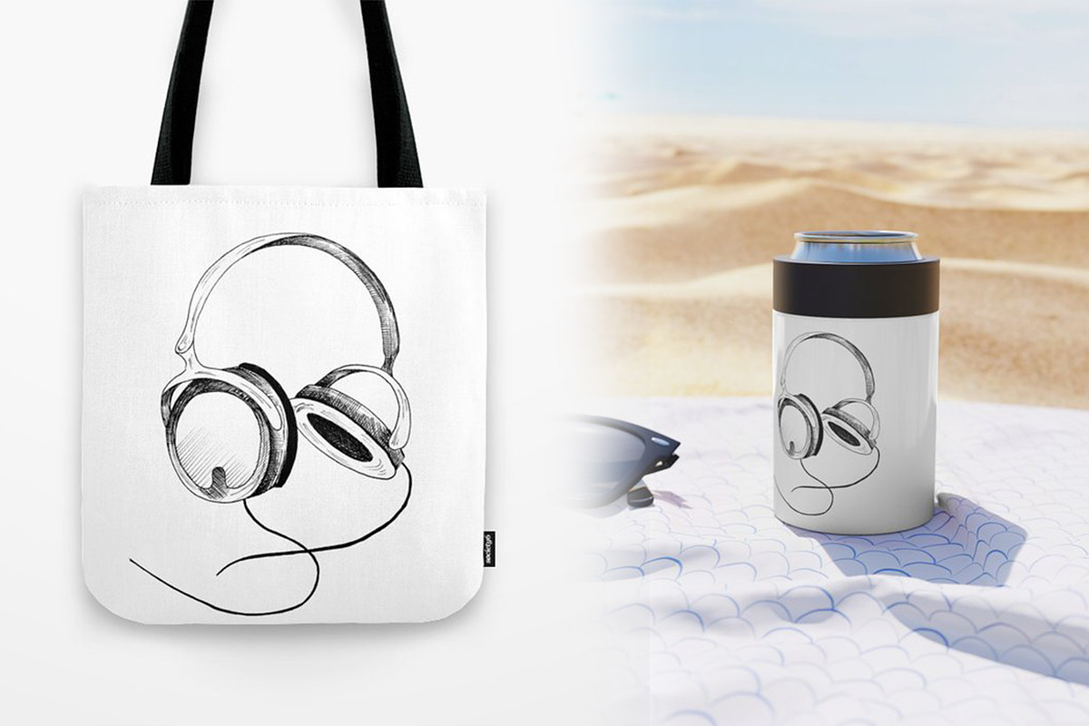 Headphones. Hand-drawn sketch, an Illustration by Canatic (Photo 2 of 5)