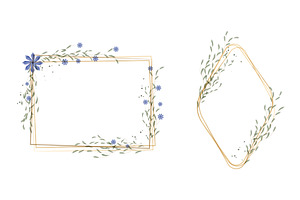 Elegant watercolor frames with blue, an Illustration by okskukuruza