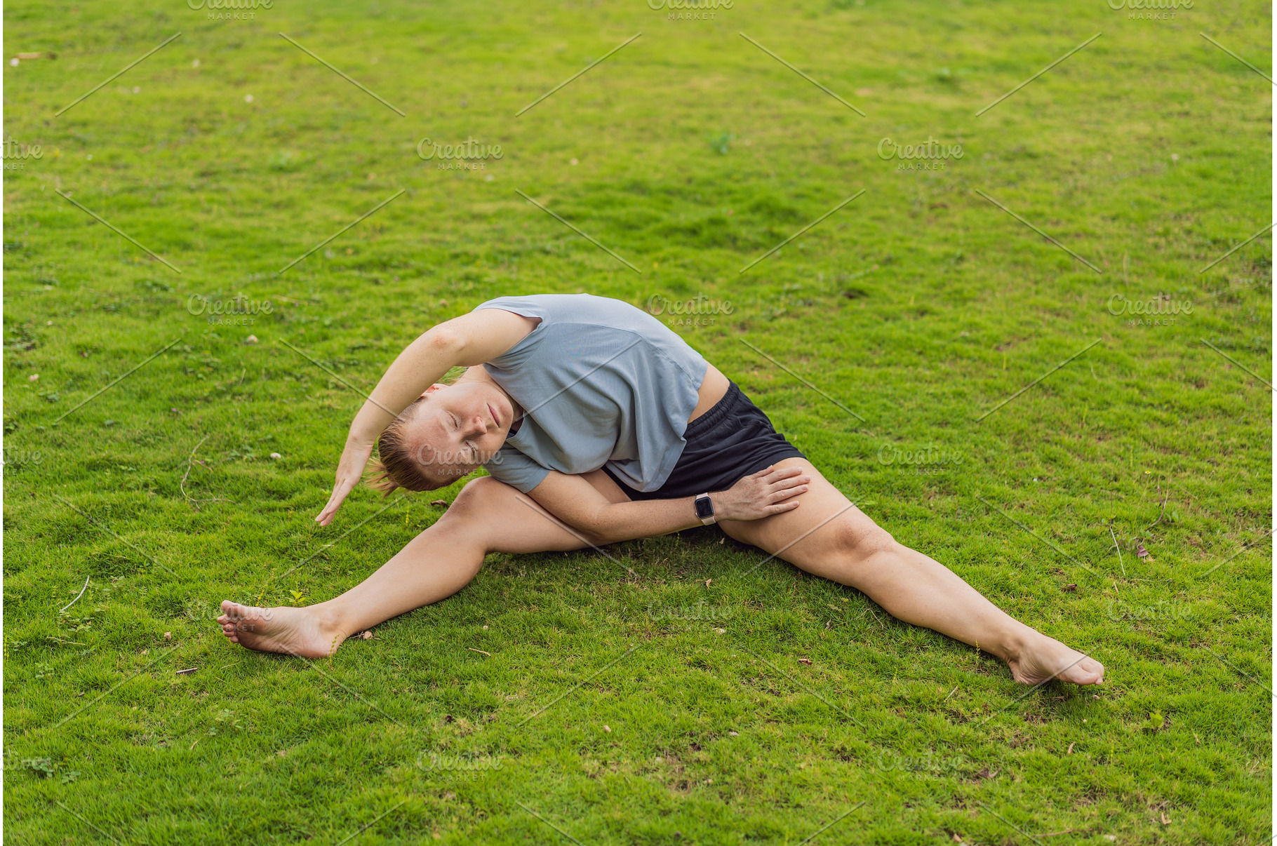 Unaltered woman exercising in a park, a Sports & Recreation Photo by Elizaveta Galitskaya