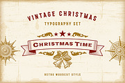 Vintage Christmas Typography Set, a Decorative Illustration by Retro Graphics (Thumbnail 1 of 2)
