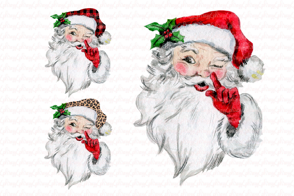 Santa face. Leopard, buffalo plaid, an Illustration by EphrazyGraphics (Photo 1 of 2)