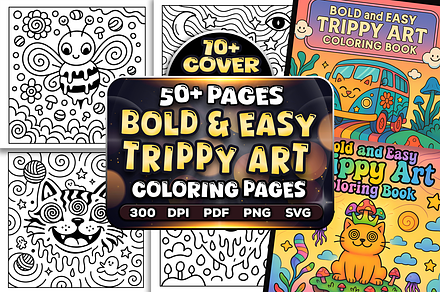 Bold Easy Trippy Art Coloring Pages, an Animal Illustration by Craftsbeefy