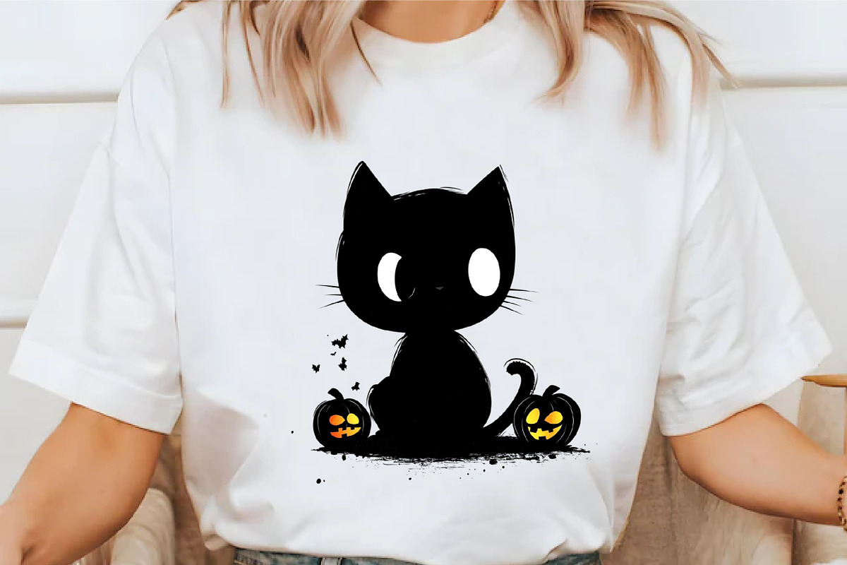 Whimsical Halloween Black Cat Clipar, an Animal Illustration by designcity5 (Photo 4 of 5)