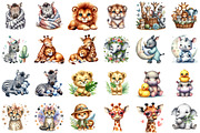 Watercolor Safari Baby Animals Clipa, an Illustration by Sublimation Artist (Thumbnail 2 of 6)