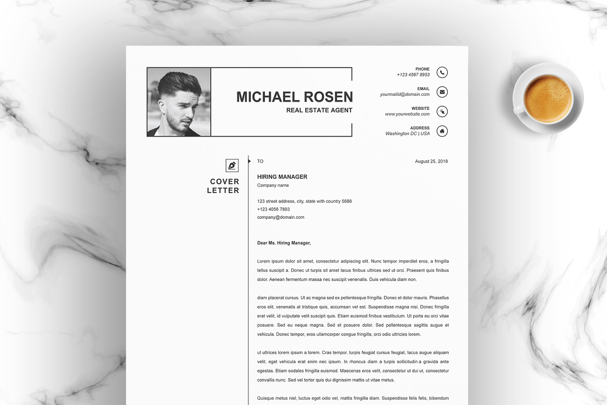 One Page Clean Resume / CV Template, a Resume Template by ResumeInventor (Photo 3 of 5)