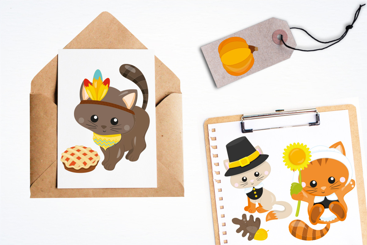 Thanksgiving Cat, an Animal Illustration by PrettyBundles (Photo 4 of 5)