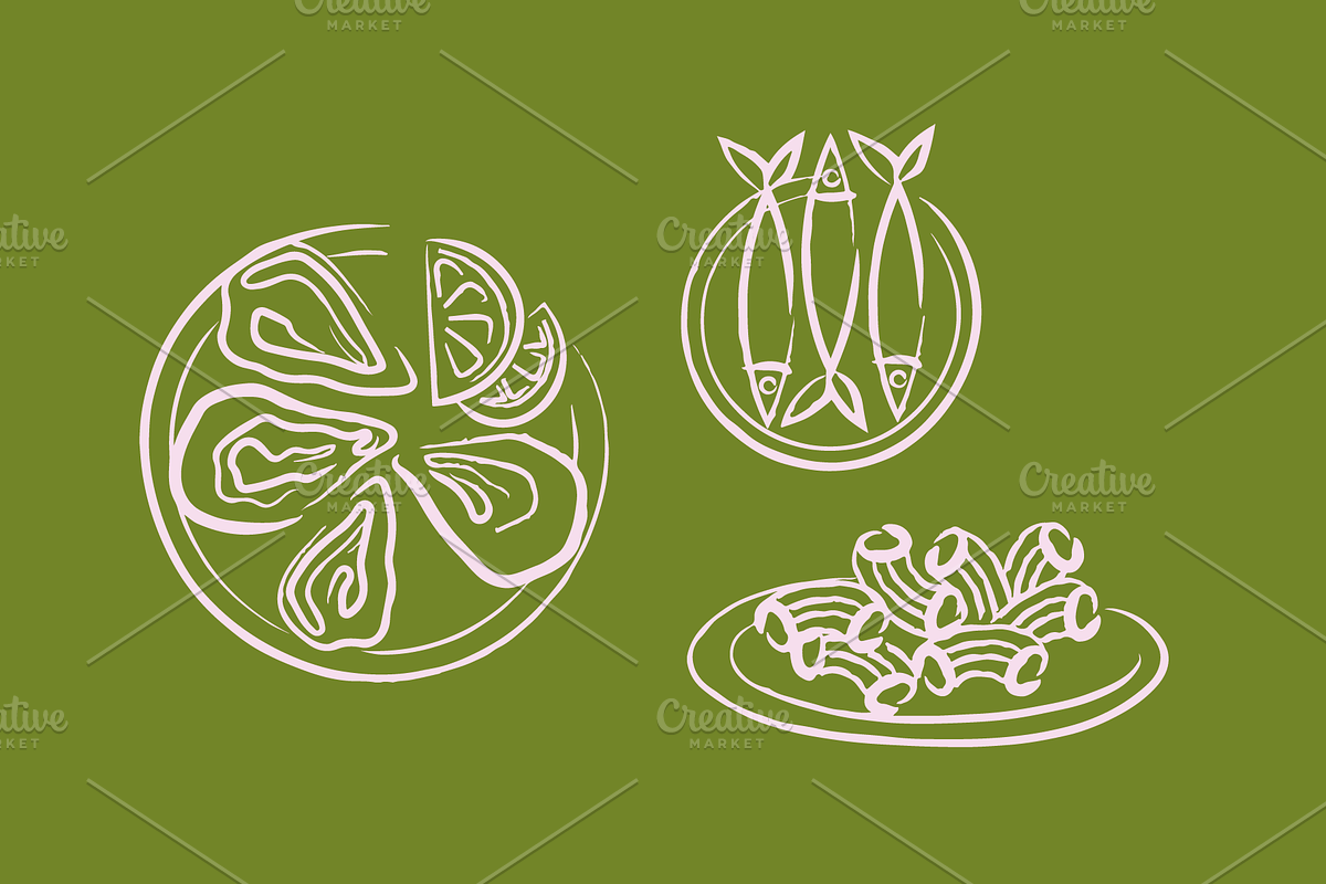 ITALIAN FOOD SET (16 ELEMENTS), a Food Illustration by Bonfloret Studio (Photo 4 of 6)