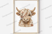 Faux Patchwork Highland Cow PNG, a Seasonal Illustration by Designworld (Thumbnail 3 of 4)