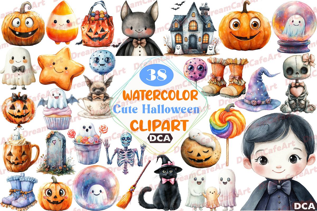 Hand Drawn Cute Halloween Clipart Bu, an Illustration by DreamCafeArt (Photo 1 of 7)