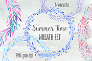 Blue wreaths watercolor clipart, an Illustration by mcherevan (Thumbnail 1 of 3)
