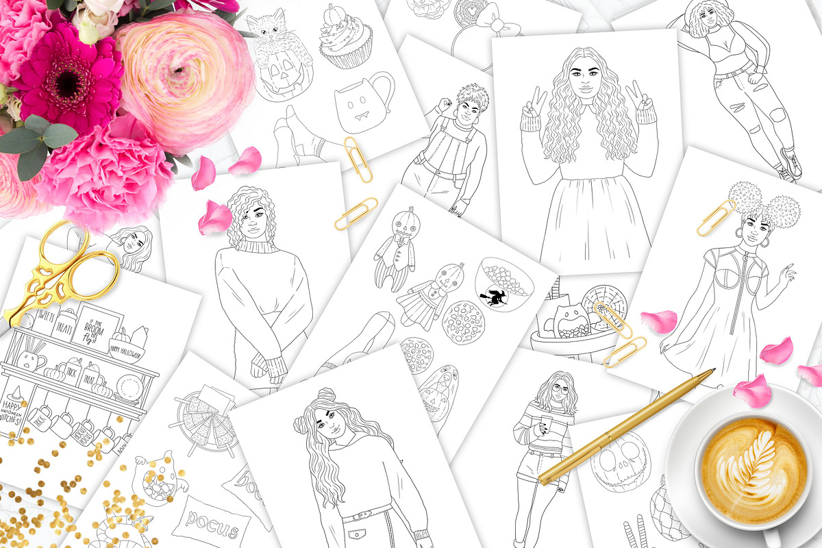Coloring Book Halloween, a Person Illustration by GlamArtZhanna (Photo 1 of 6)