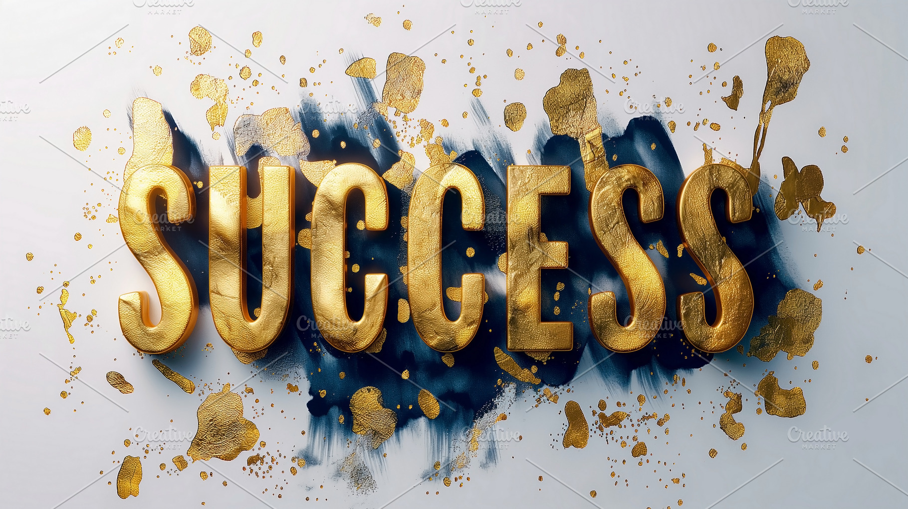 Stylized gold lettering of the word 'SUCCESS' set against a vibrant blue backdr, a Background Photo by ImageMir