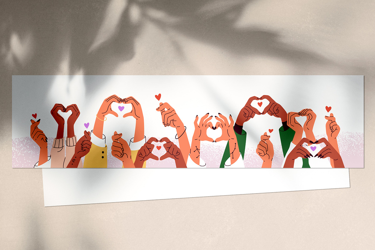 Hands showing hearts, charity banner, a Person Illustration by Good Studio (Photo 3 of 3)