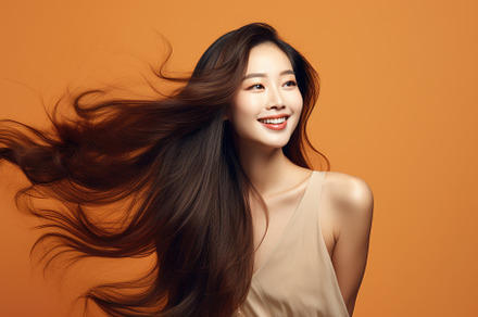 Beautiful young asian woman with lon, a Photo by Iftikhar Alam