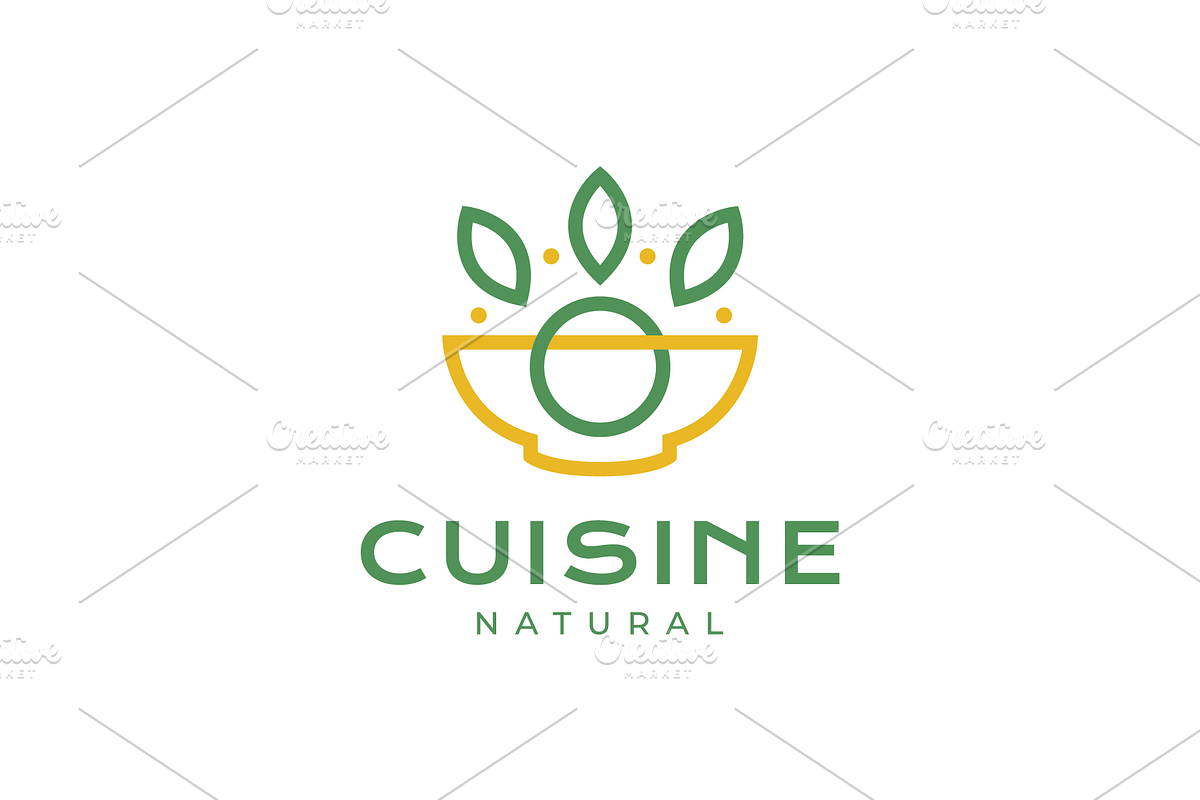 natural cuisine herbal line logo, a Branding & Logo Template by devastd