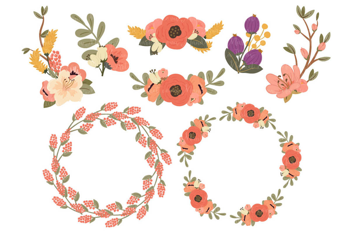 Antique Peach Floral Wreaths, an Illustration by Amanda Ilkov (Photo 4 of 4)