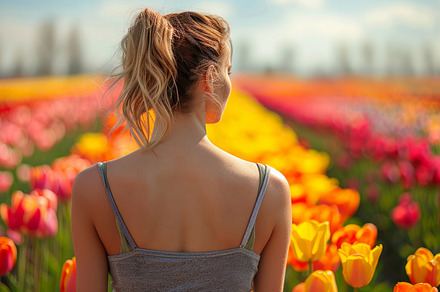 woman among tulip fields, a Photo by Pictures for you!!!!!!!!!