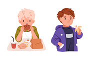 Cute happy kids eating food set, a Person Illustration by Good Studio (Thumbnail 3 of 5)