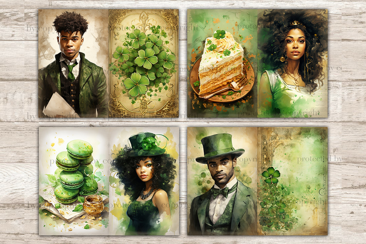 St. Patrick's Day Junk Journal Kit, a Seasonal Illustration by GlamArtZhanna (Photo 6 of 10)