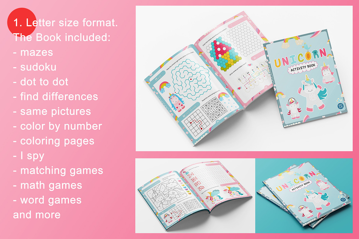 Unicorn Activity pages for kids book, an Education Illustration by Nursery Art (Photo 7 of 9)