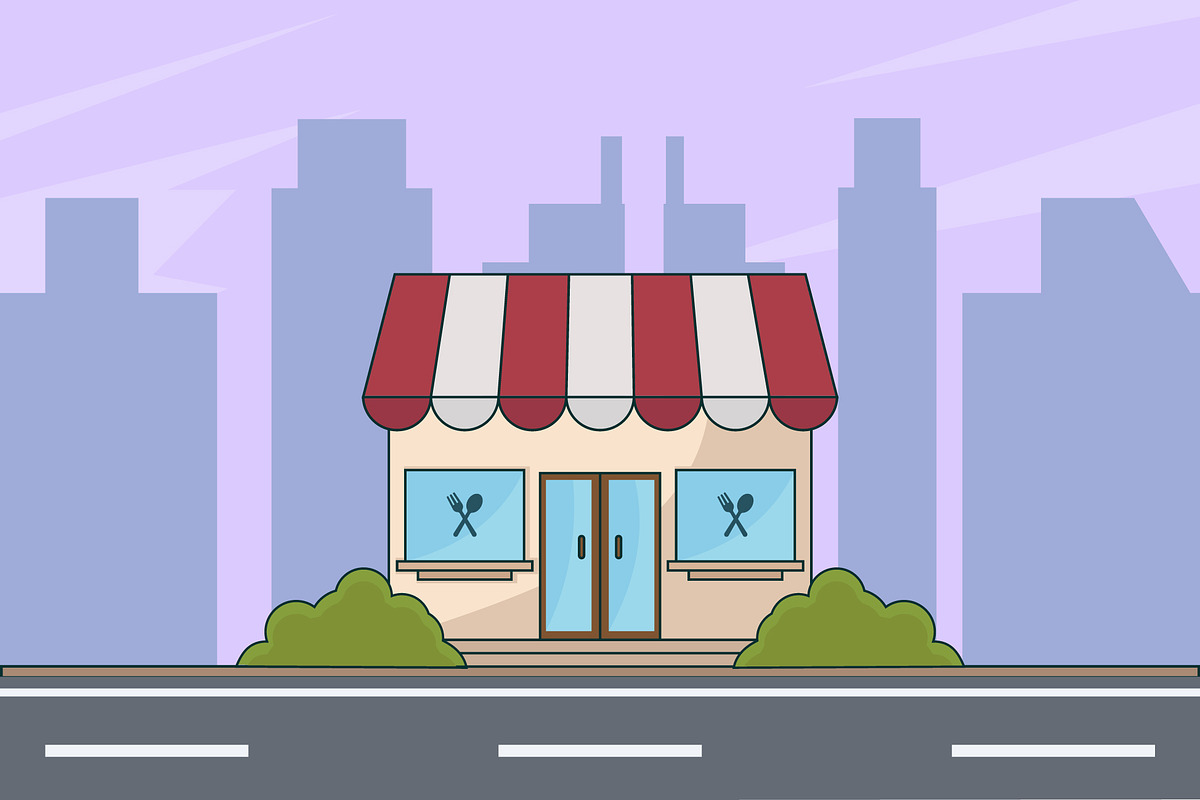 restaurant building landscaped, a Food Illustration by zyxroun shop (Photo 1 of 3)