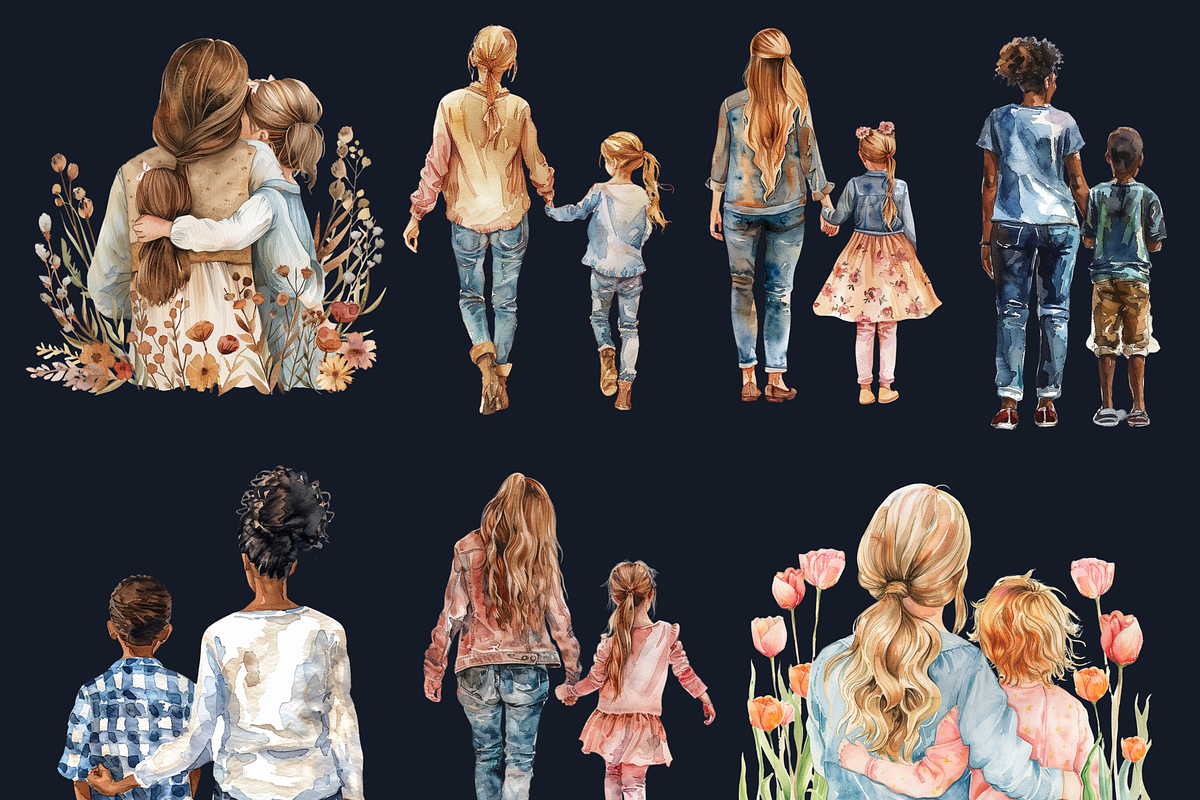 Mother's Day Back Views Clipart, a Graphic by GiraffeCreative (Photo 5 of 9)