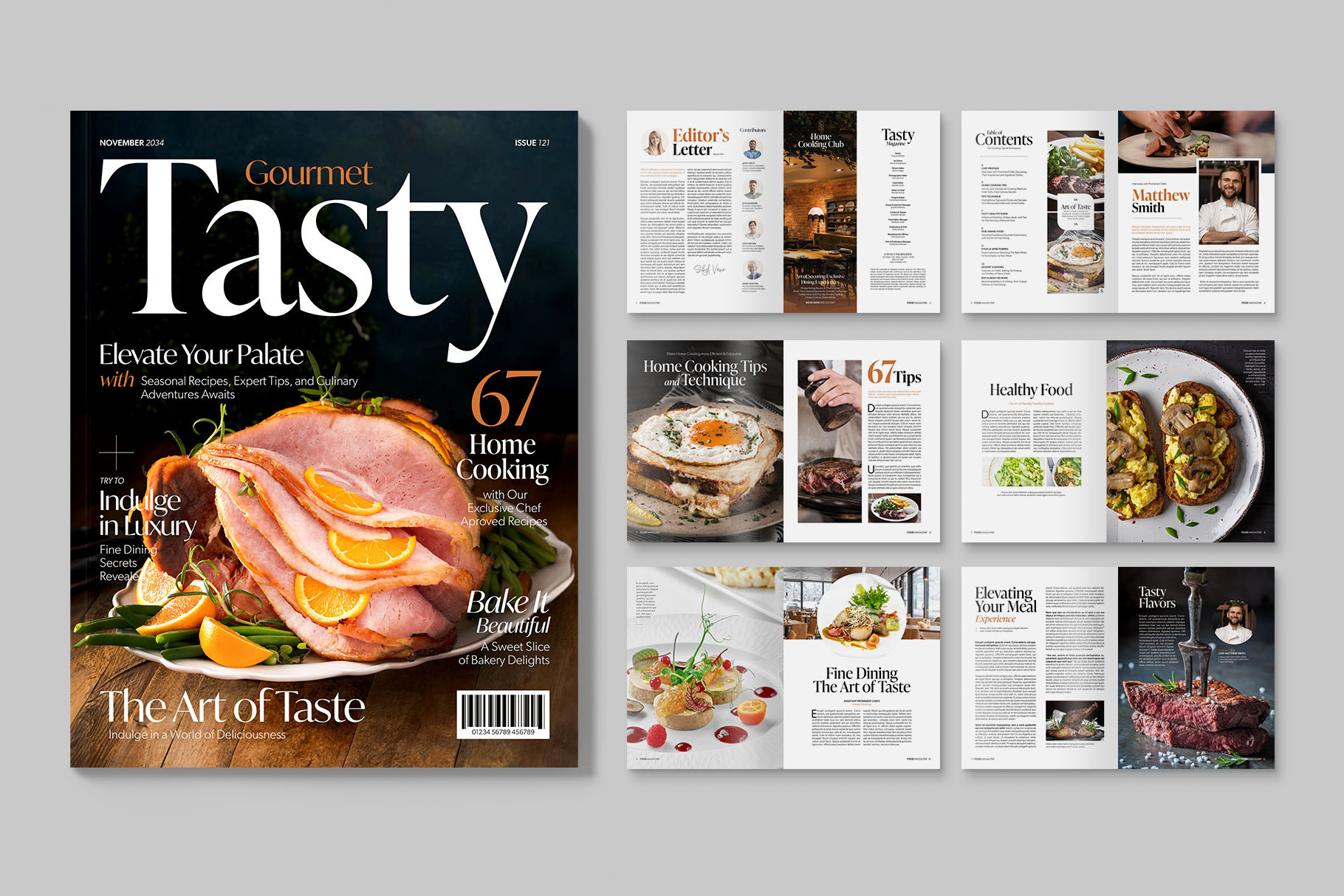 Food Cooking Magazine Template, a Magazine Template by BrandPacks