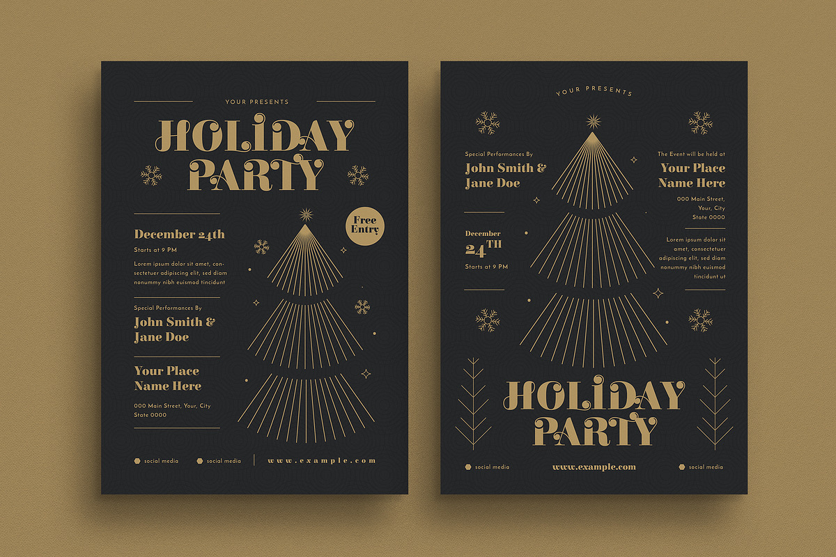 Holiday Gold Christmas Event Flyer, a Flyer Template by Guuver (Photo 1 of 4)