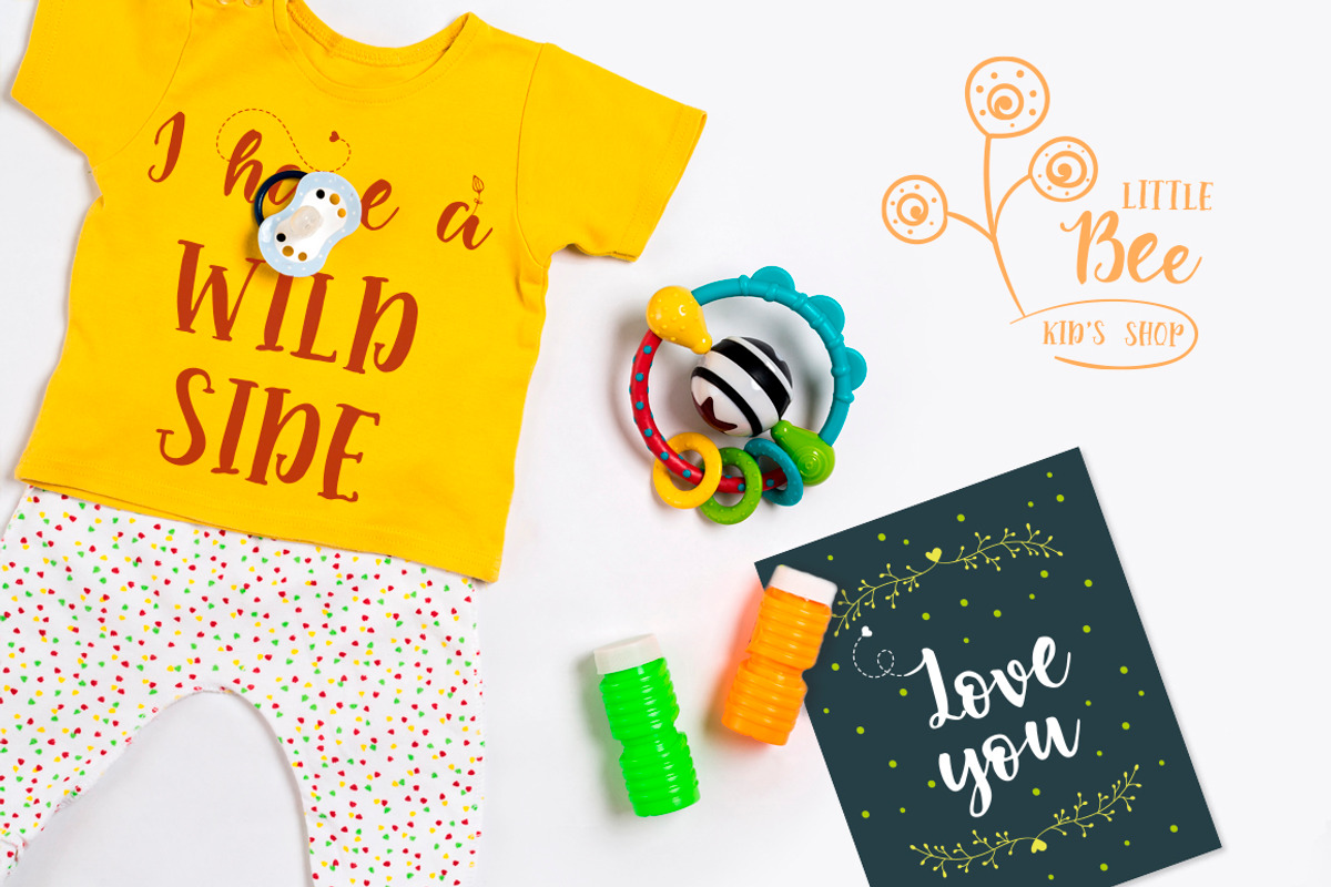 Little Bee. Duo font & logos. preview 8