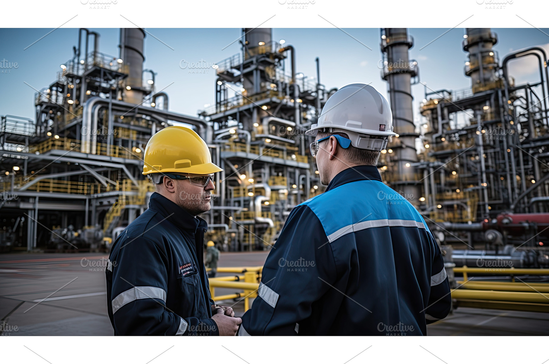 inspecting refinery oil industry ai, an Industrial Photo by pikepicture
