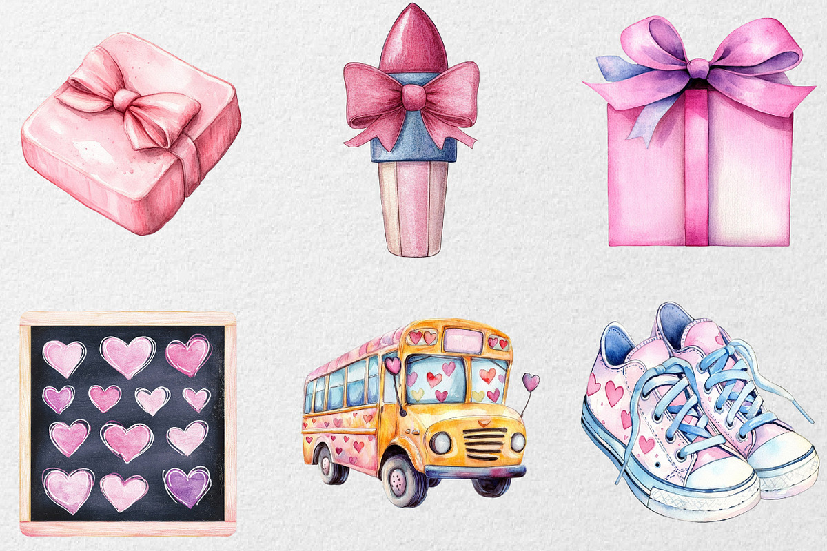 Cute Girly Back to School Clipart Bu, an Illustration by DreamCafeArt (Photo 7 of 7)