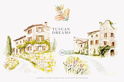 Tuscan clipart Italian watercolor, a Decorative Illustration by Patishop Art (Thumbnail 4 of 11)