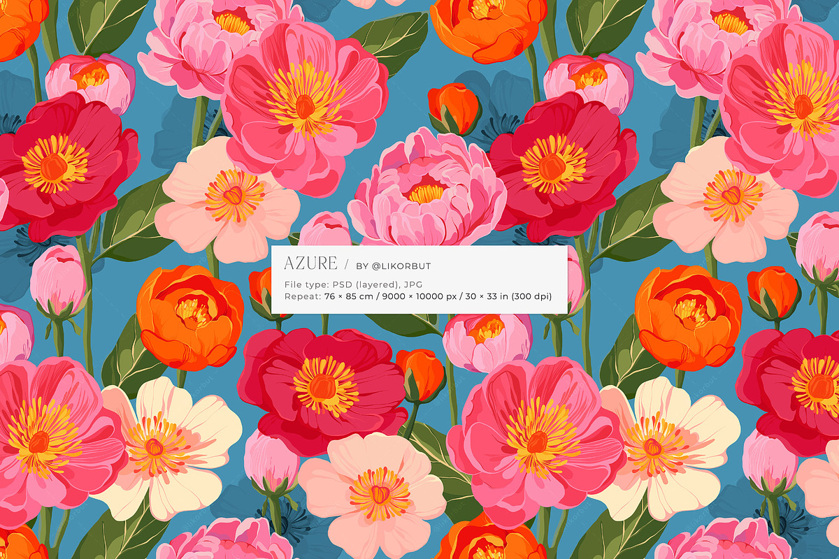 Lush Bold Botanical Floral Pattern, a Pattern Graphic by likorbut (Photo 2 of 13)